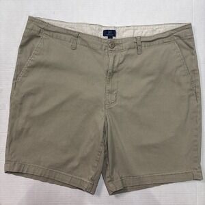George Men's Shorts Size 40 Flat Front Casual Classic Fit Beige, Above The Knee